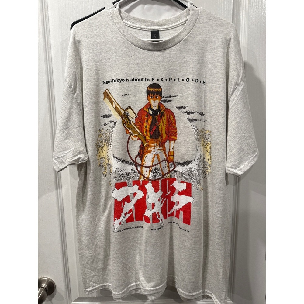 Akira Neo Tokyo Japan Explodes Mens Graphic T Shirt XL Grey Anime Manga Movie